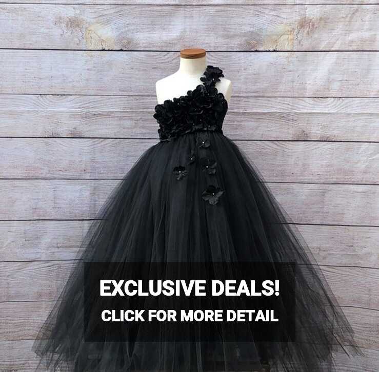 Black Birthday Tutu Dress for Girls Princess Flower Girl Wedding ...