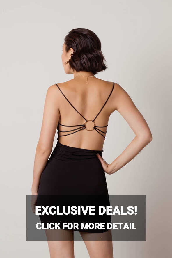 Black Bodycon Dress - Open Back Dress - Bodycon Mini Dress