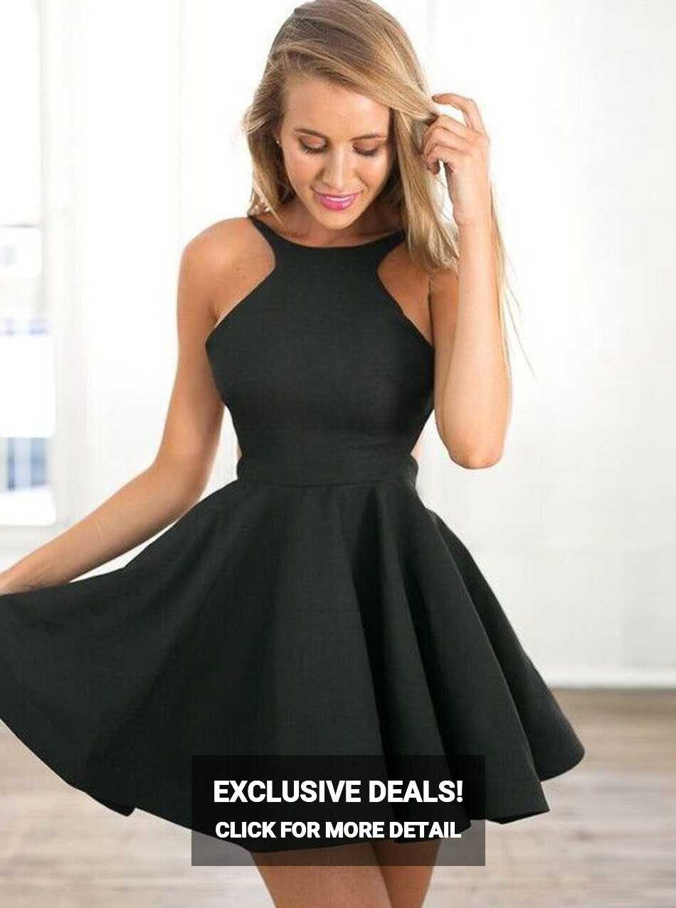 Black Cocktail Dresses,Open Back Cocktail Dress,Mini Length ...