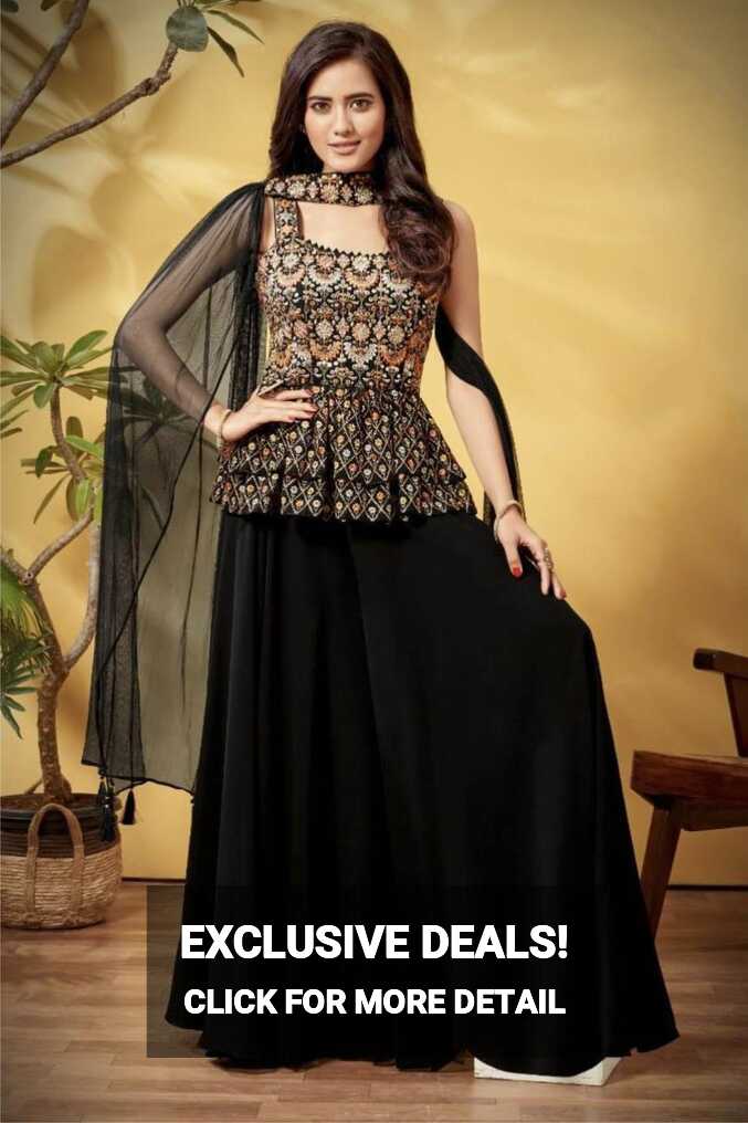 Black Color Party Wear indo Western Plazo Suit :: MY SHOPPY LADIES ...