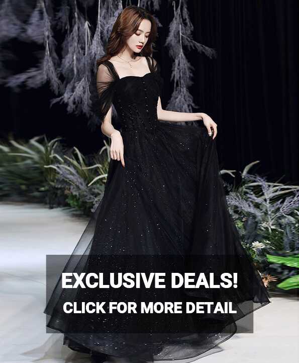 Black Elegant Off Shoulder Long Evening Dress Party Dress, Black A ...