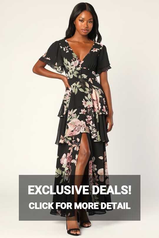 Black Floral Dress - Tiered Maxi Dress - Floral Print Dress - Lulus