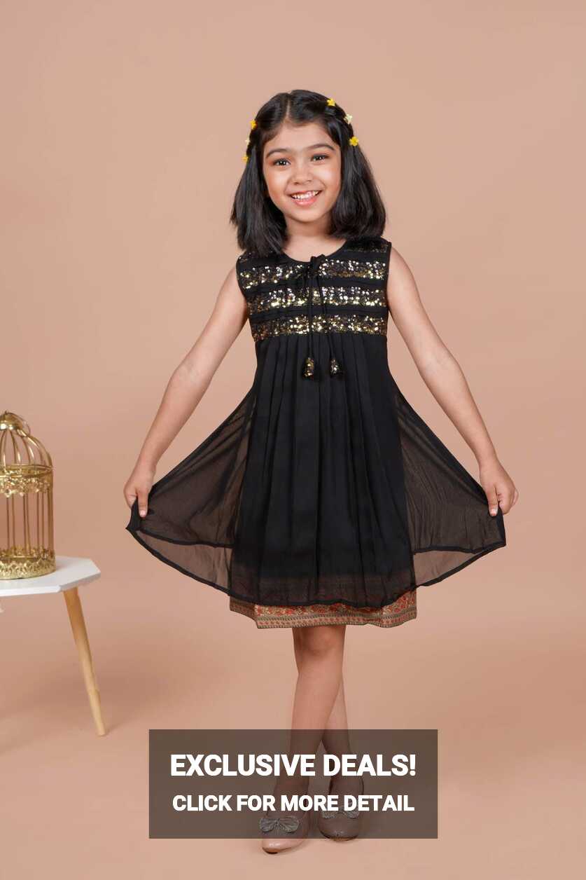 Black Georgette Frock for girls. | Lagorii Kids