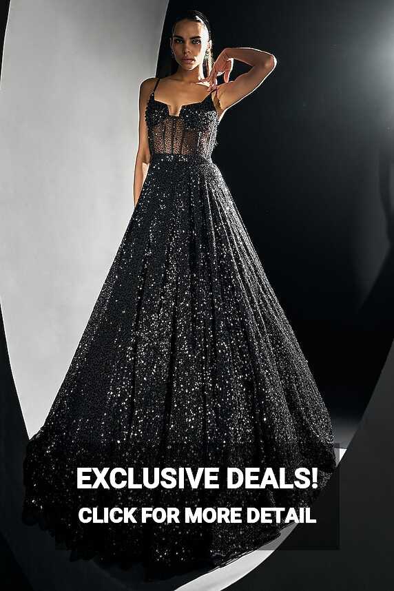 Black Georgette Sequins Gown Design by Sawan Gandhi at Pernia&#39;s ...