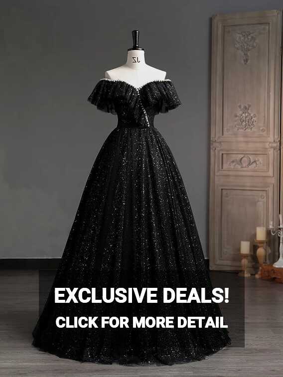 Black Glitter Beading Theme Costume Rococo Bowknot Court Ball Gown ...