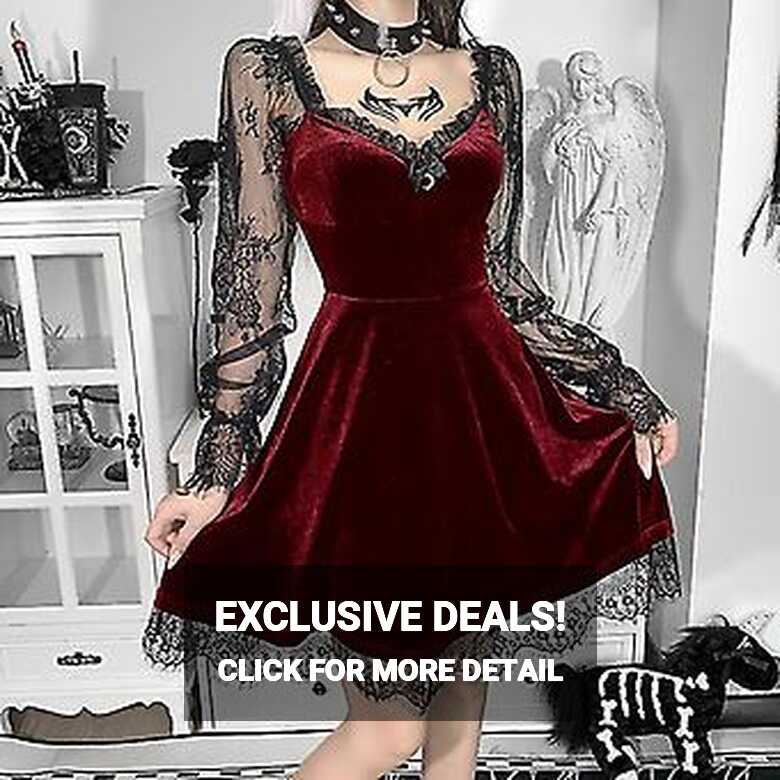 Black Gothic Dress Evening Dress For Women Elegant Lace Cross ...