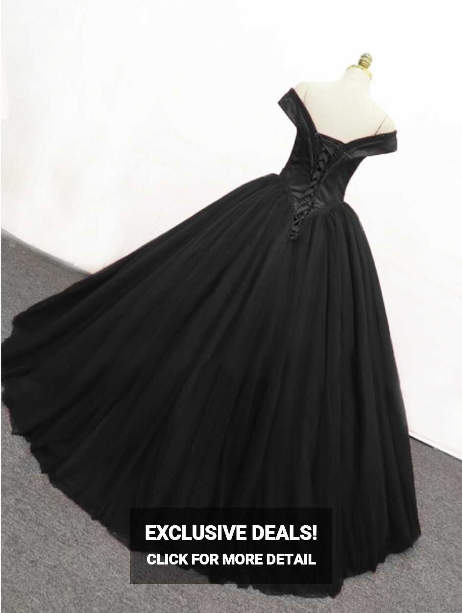 Black Gothic Princess Ball Gown Wedding Dress - Devilnight.co.uk