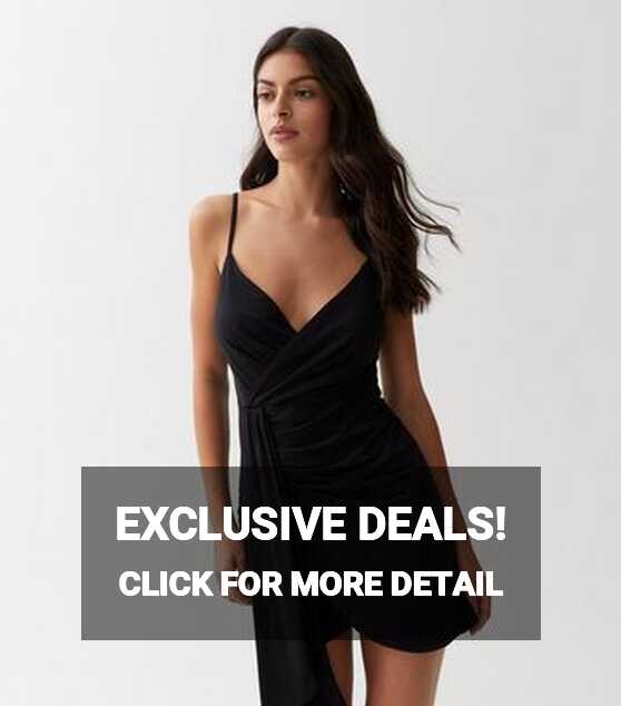 Black Jersey Strappy Wrap Mini Dress | New Look