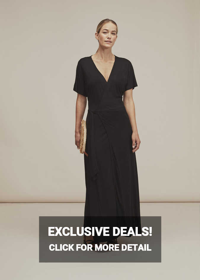 Black Jersey Wrap Midi Dress | WHISTLES | Whistles UK |