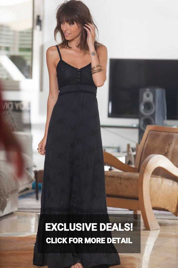 Black Lace Maxi Dress, Women&#39;s Boho Evening Summer Dress, Classic ...