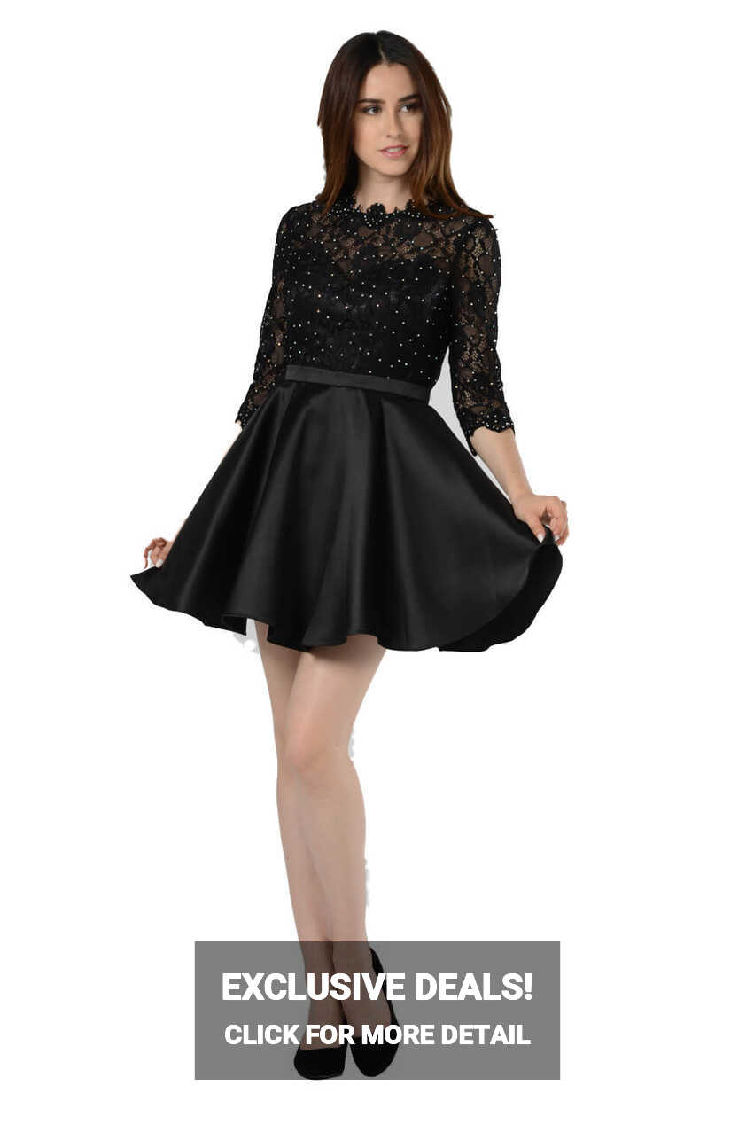 Black Lace Short Dress - Shangri-La