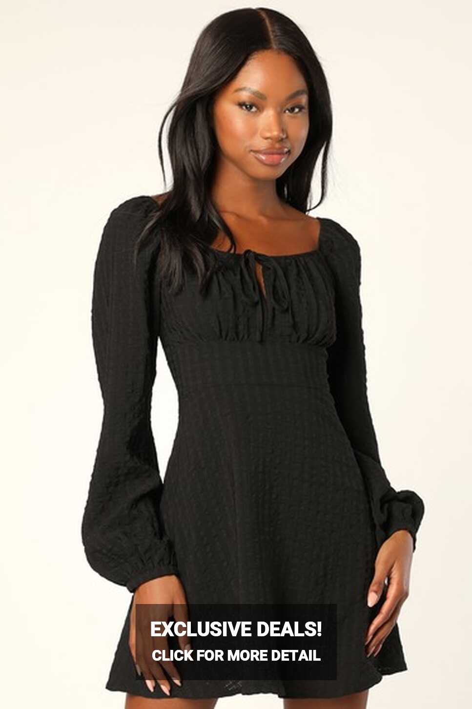 Black Long Sleeve Dress - Mini Dress - Puff Sleeve Dress - Lulus