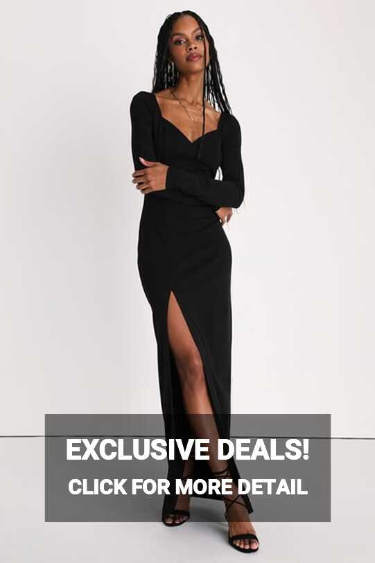 Black Long Sleeve Dress - Sexy Maxi Dress - Black Bodycon Dress ...