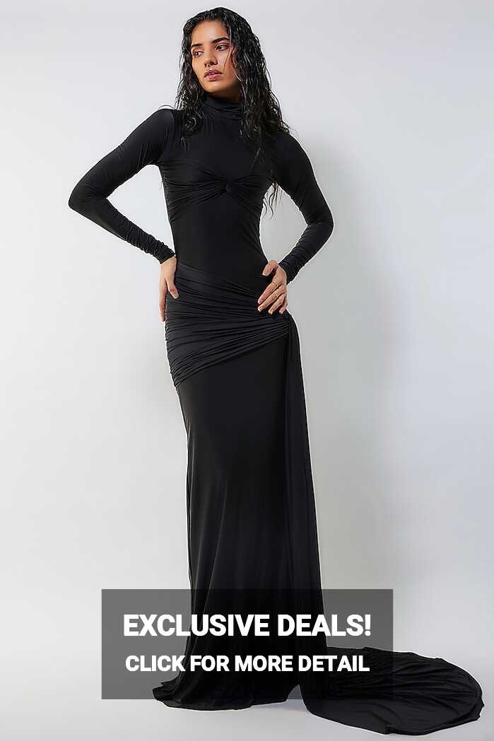 Black Malai Lycra Bodycon Maxi Dress Design by Deme by Gabriella ...