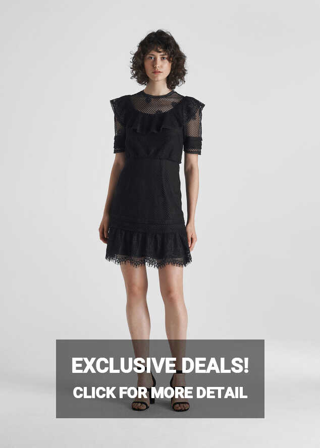 Black Mariah Lace Ruffle Dress | WHISTLES | Whistles UK |