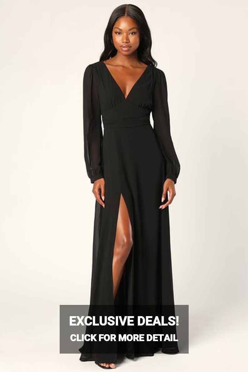 Black Maxi Dress - Long Sleeve Maxi - Chiffon Maxi Dress - Lulus