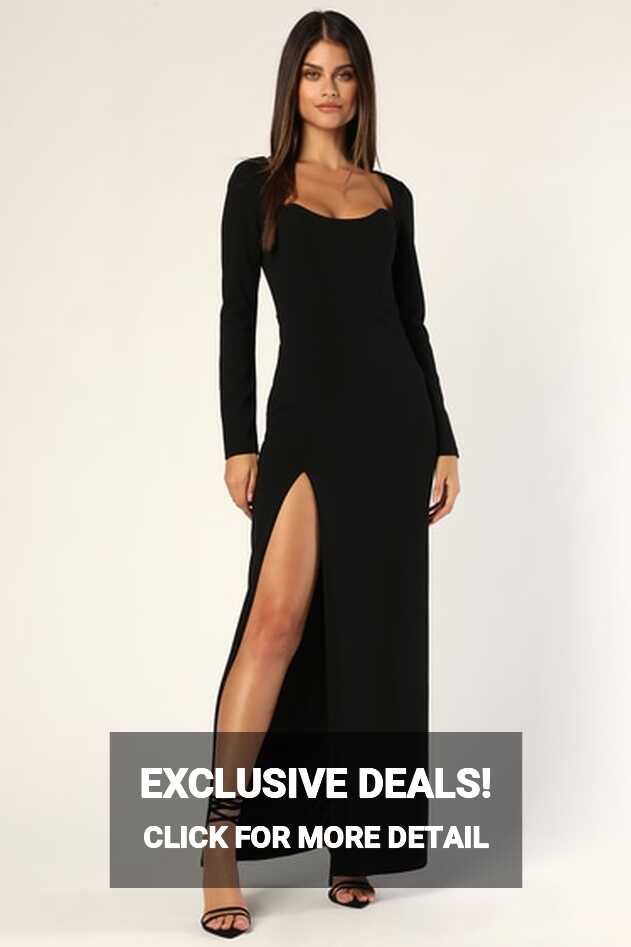 Black Maxi Dress - Long Sleeve Maxi Dress - Corset Maxi Dress - Lulus