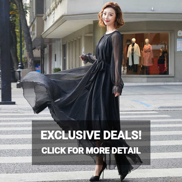 Black Maxi Dress: Women&#39;s Long Sleeve Vintage Gown for Formal Parties