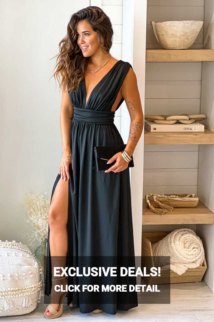 Black Maxi Dress With Slit | Formal Dresses – Saved by the Dress