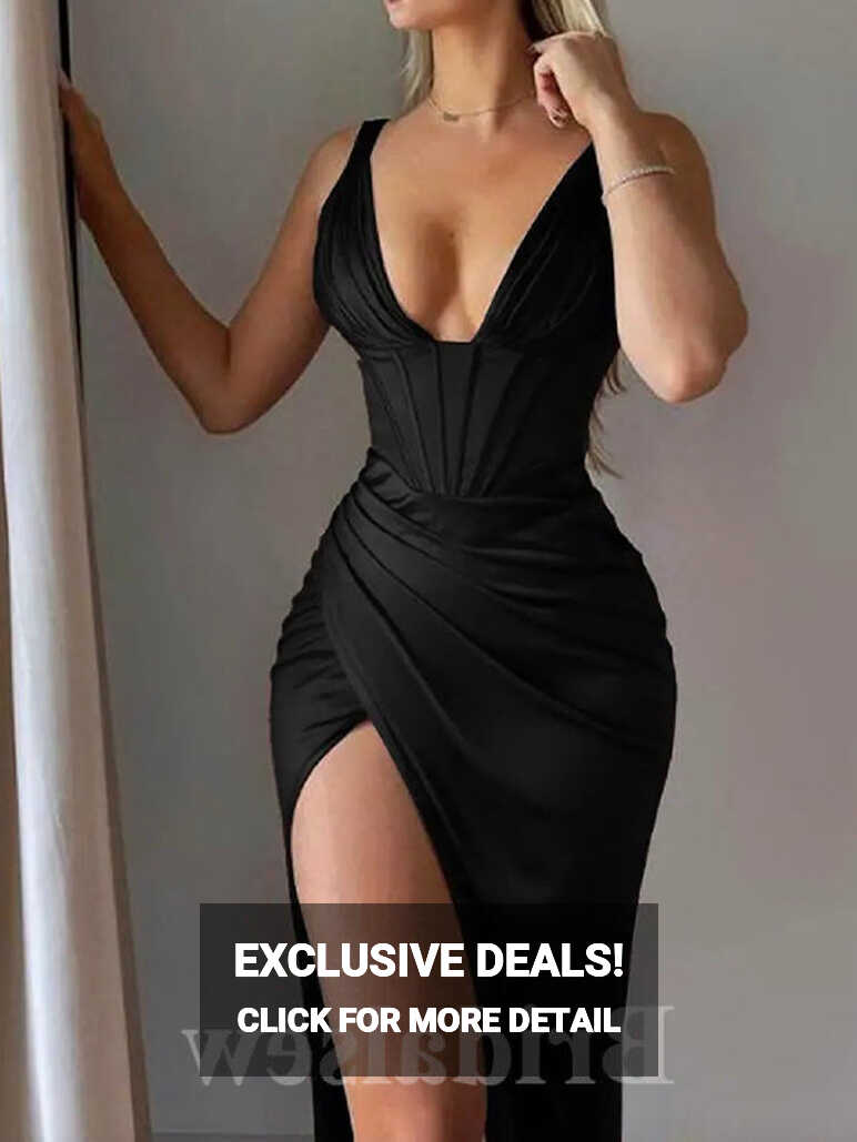 Black Mermaid Sexy Satin Short Women Evening Prom Dresses ...