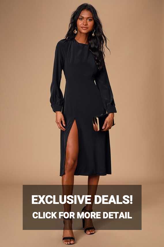 Black Midi Dress - Long Sleeve Dress - Sexy Open Back Dress - Lulus