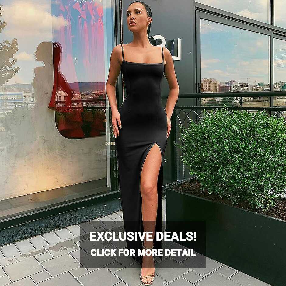 Black Midi Dresses for Women Sexy Elegant Summer Club Evening ...