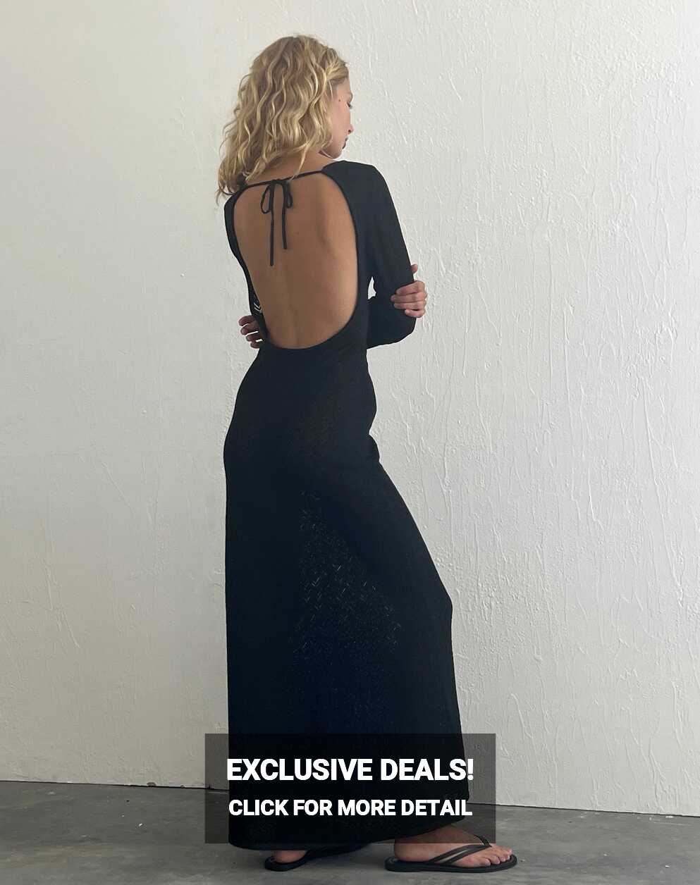 Black Open Back Maxi Dress | Jadie – motelrocks.com