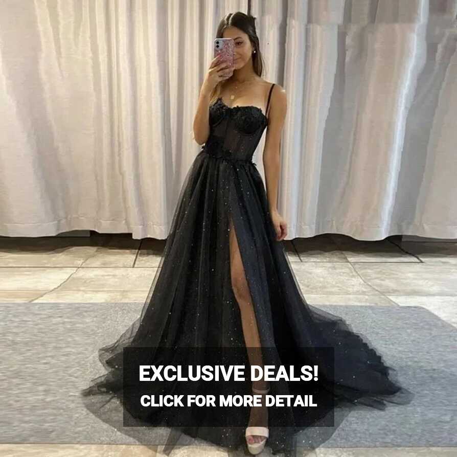 Black Prom Dress Sequins | Black Prom Dress Glitter | Elegant ...