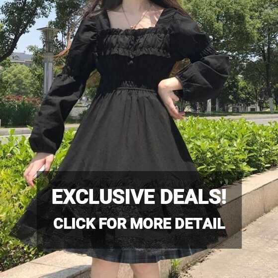 Black Punk Fairy Grunge Mini Lace Dress Women Harajuku Kawaii ...