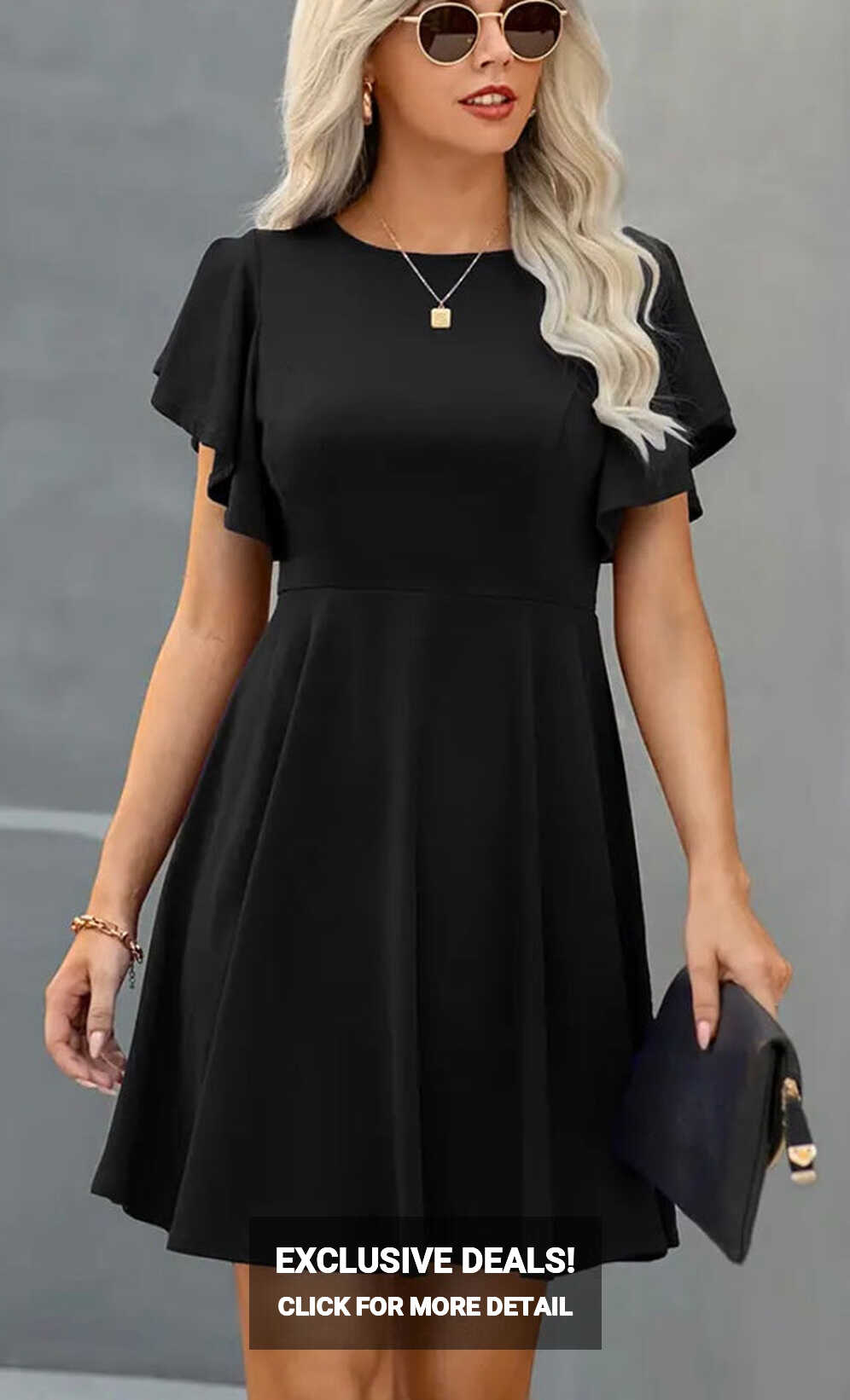 Black Ruffle Sleeve A-line Short Dress – Morties Boutique