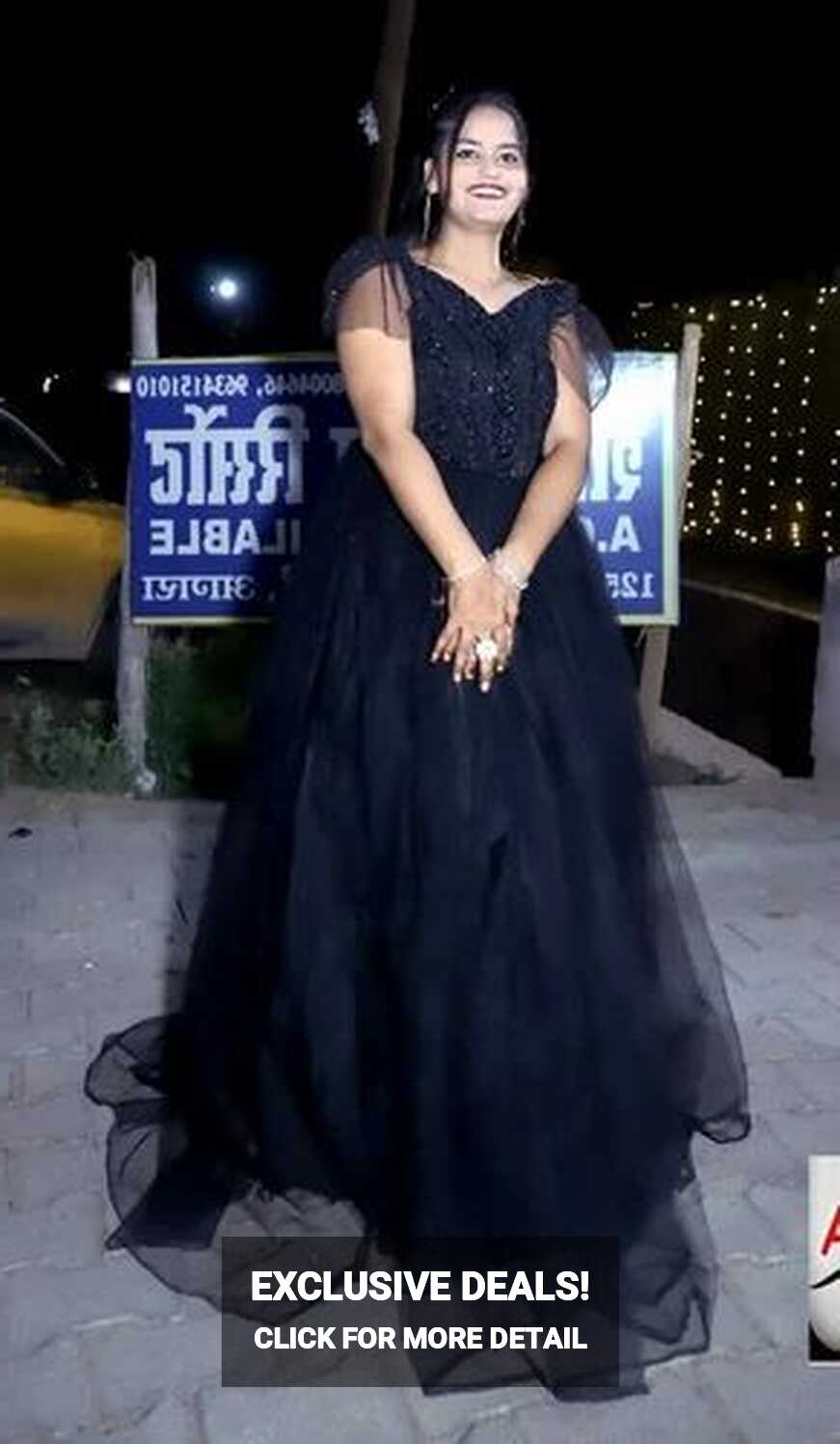 Black Self Design Net Gown, Designing sleeves at Rs 1700 in ...