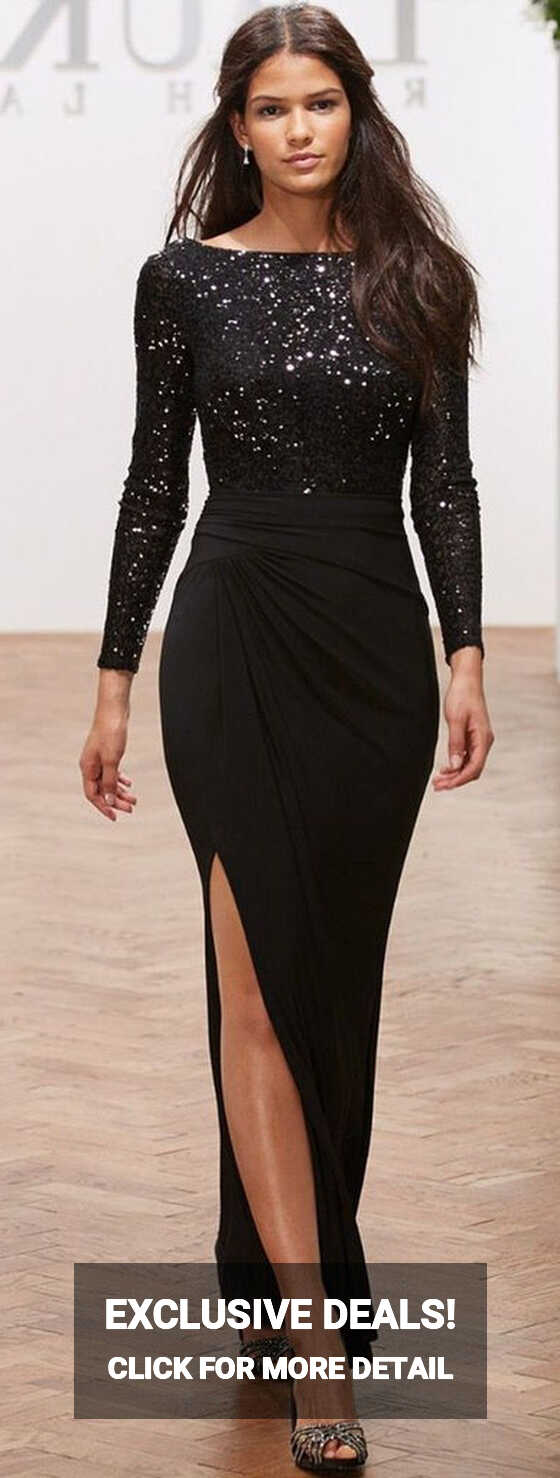 Black Sequin Full Sleeves Bodycon Dress – ShObO