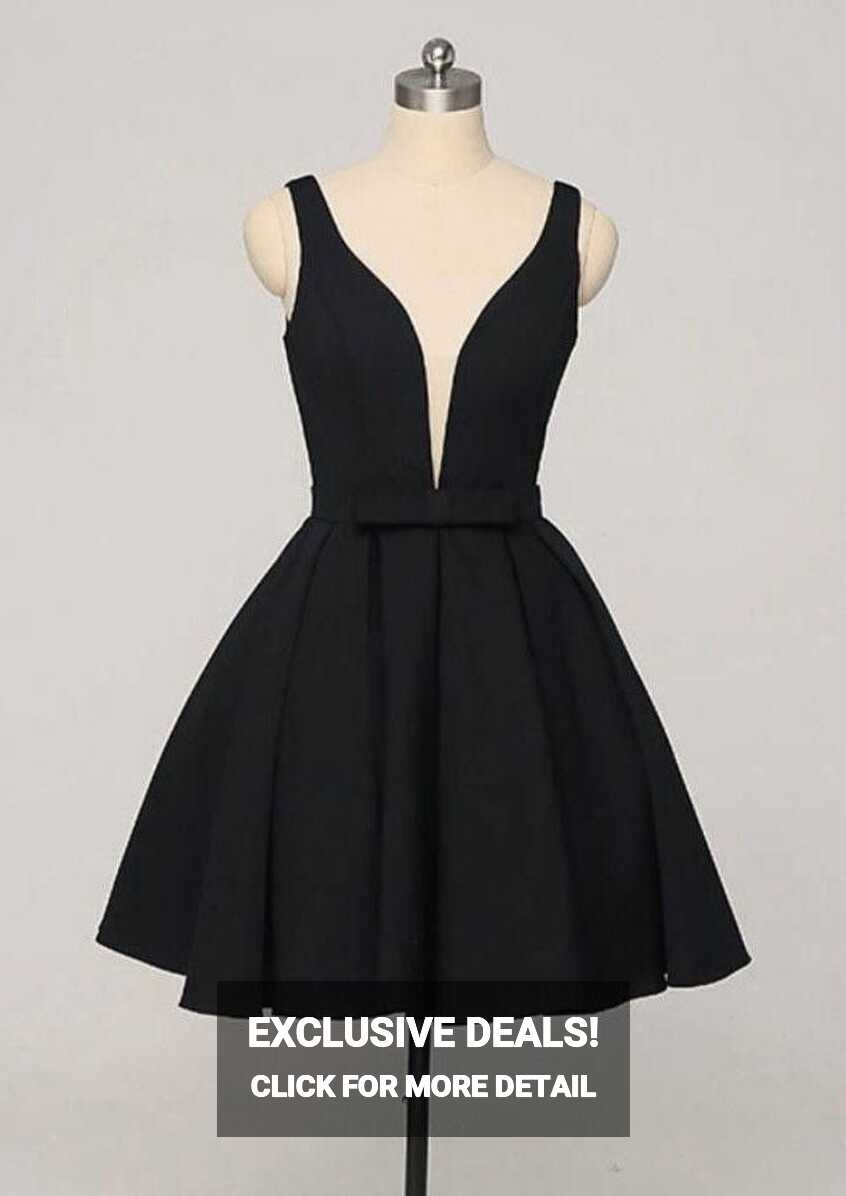 Black Short Simple Homecoming Dresses, Knee Length Formal Dress ...