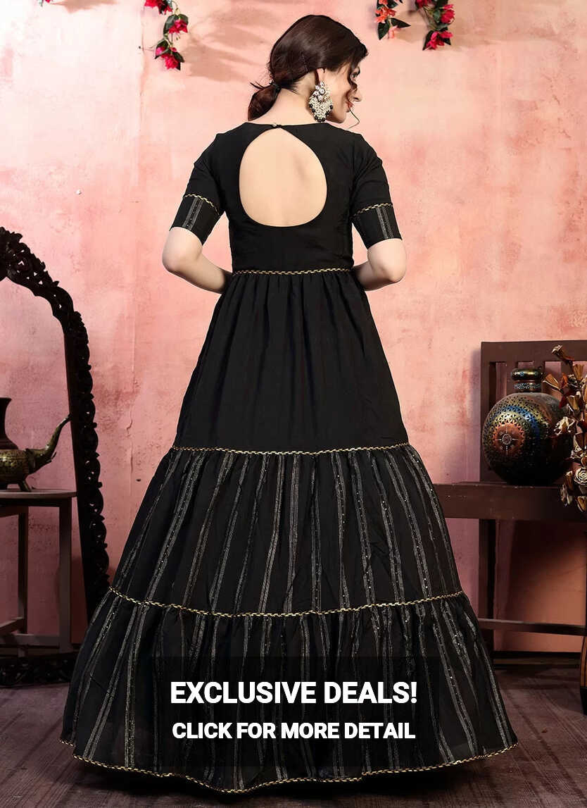 Black Silk Indian Gown Designs For Wedding – Gunj Fashion