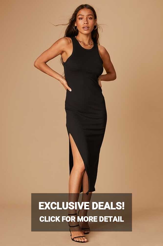 Black Sleeveless Dress - Ribbed Midi Dress - Casual Tank Dress - Lulus