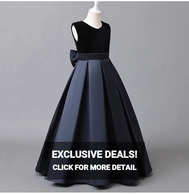 Black Sleeveless Dress For Girls Children Silk Costume Princess ...