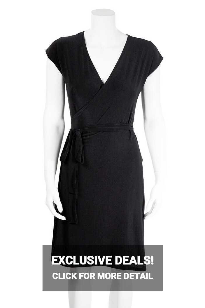 Black Sleeveless Knee Length Wrap Dress – Matrushka