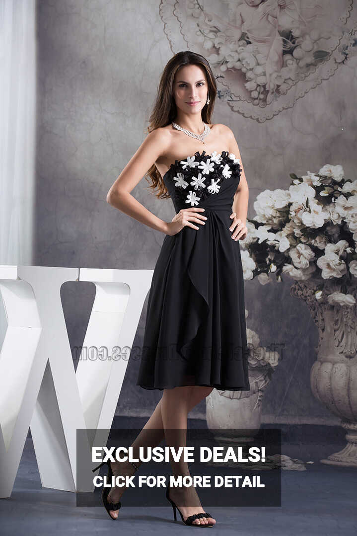 Black Strapless A-Line Knee Length Cocktail Party Graduation ...