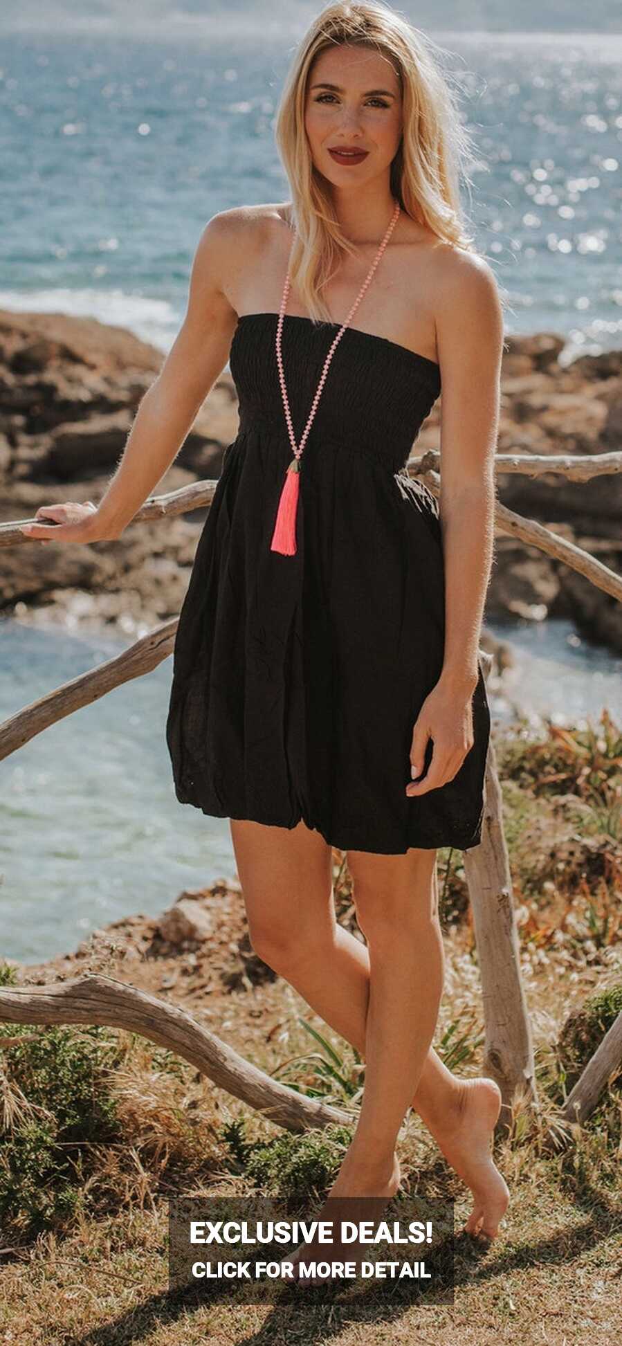 Black Summer Dress, Black Short Dress, Ballon Sleeveless Dress ...