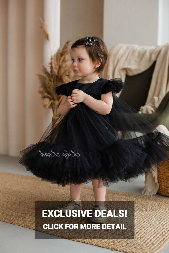 Black Summer Tutu Short Puffy Birthday Outfit, Photoshoot Girl ...