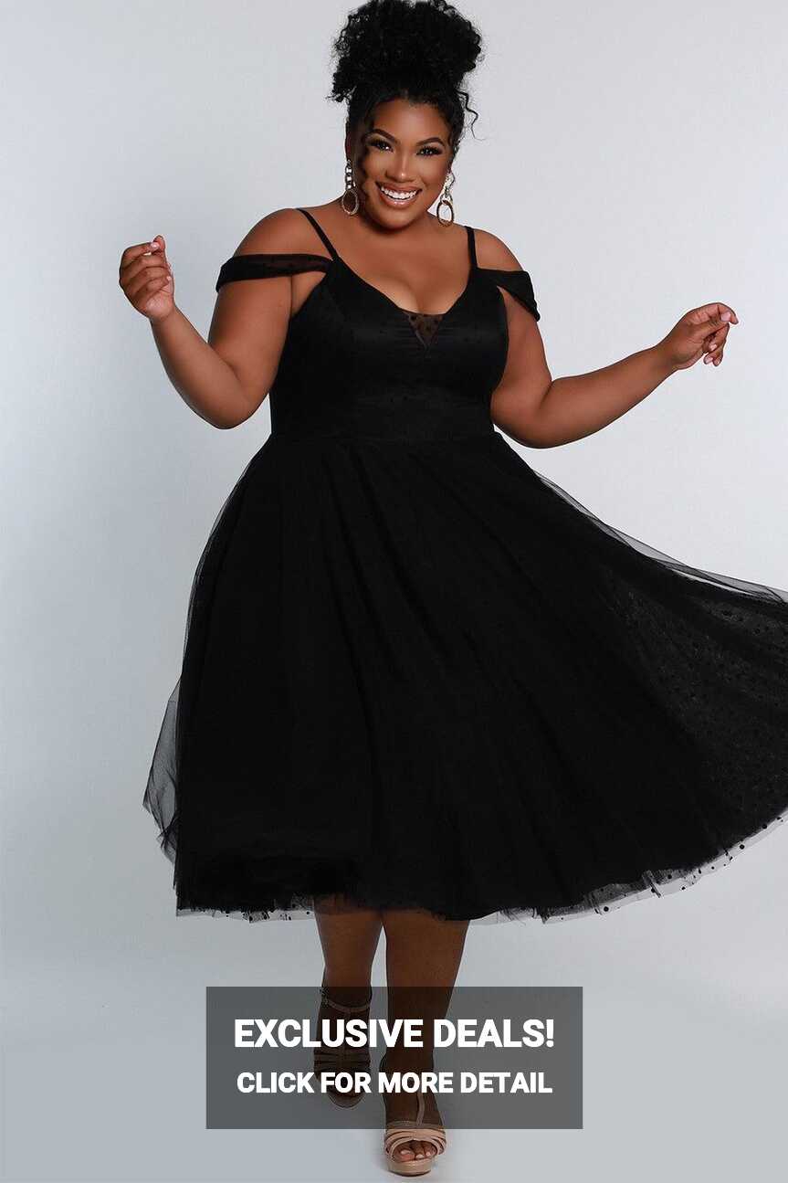 Black Sydneys Closet CE2208 Short Off Shoulder Plus Size Dress for ...