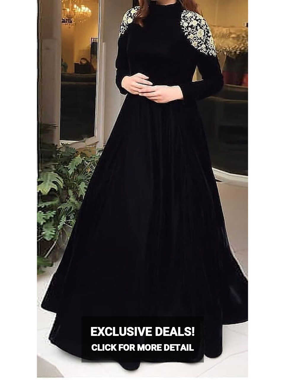 Black Velvet Long Floor Touch Indo Western Gown WJ102433