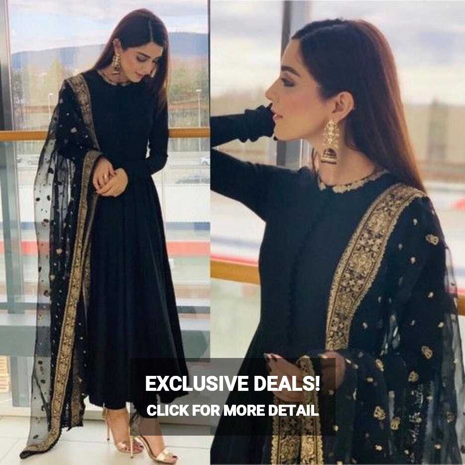 Black georgette beautiful partywear anarkali suit