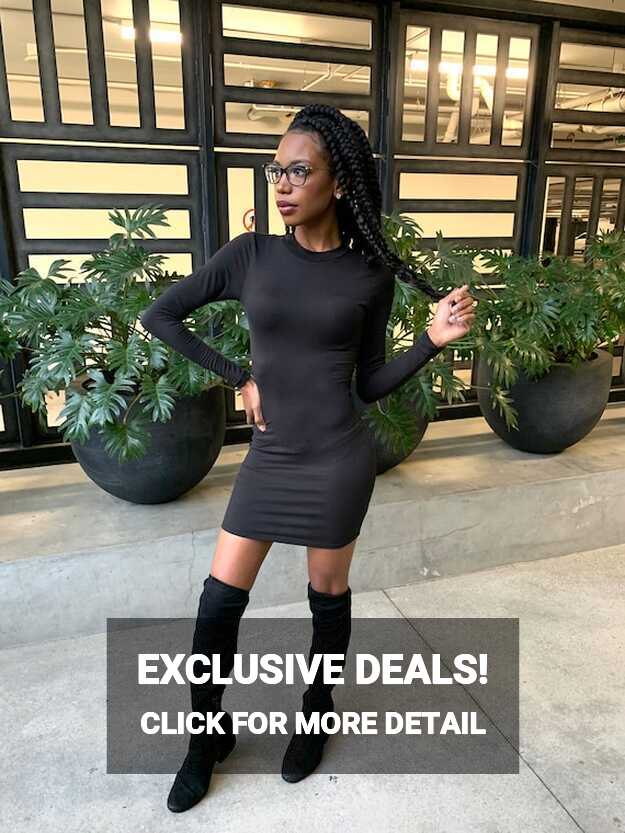 Black long sleeve bodycon mini dress