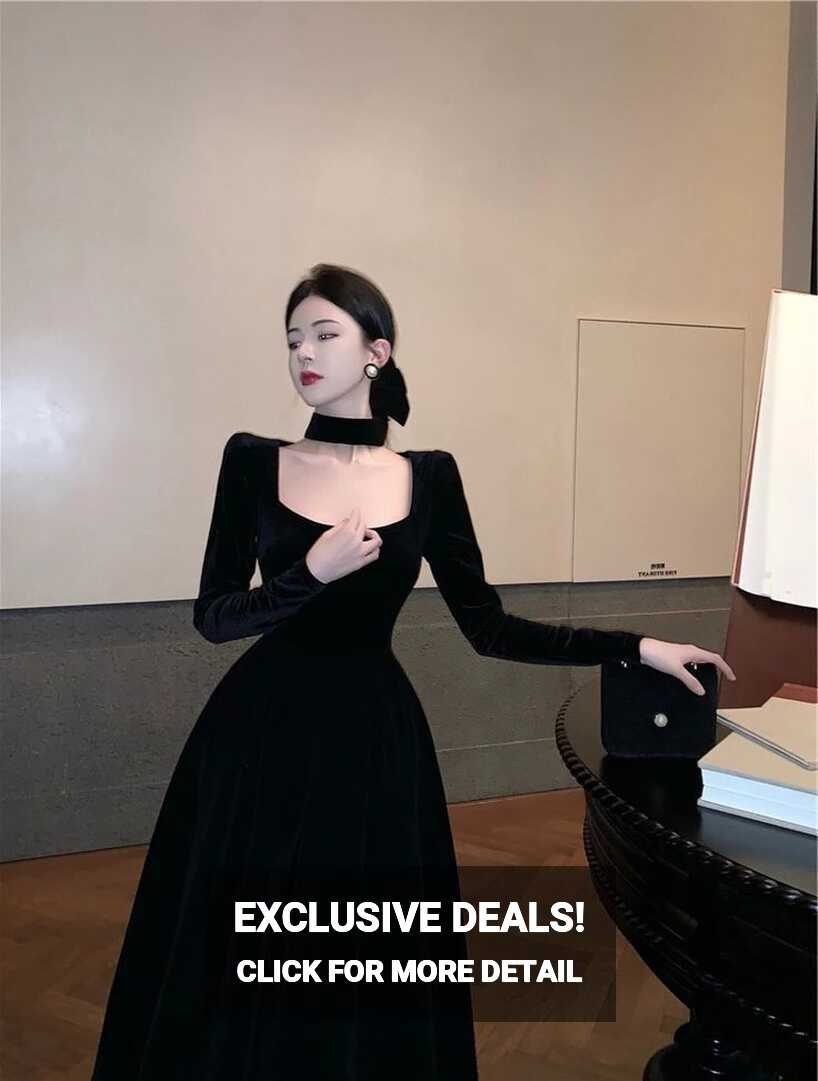 Black long sleeve party dress