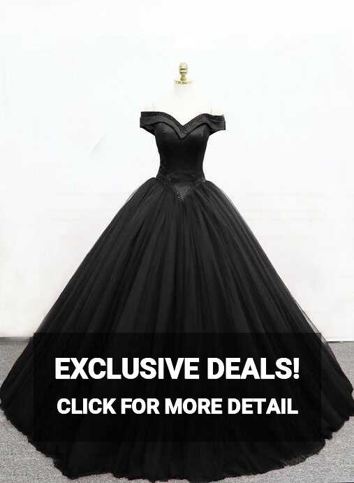 Black princess ball gown black formal dress