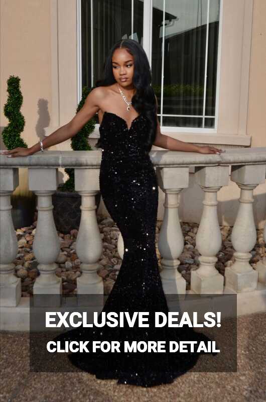 Black sequin prom dress, long mermaid prom dresses Y4134 ...