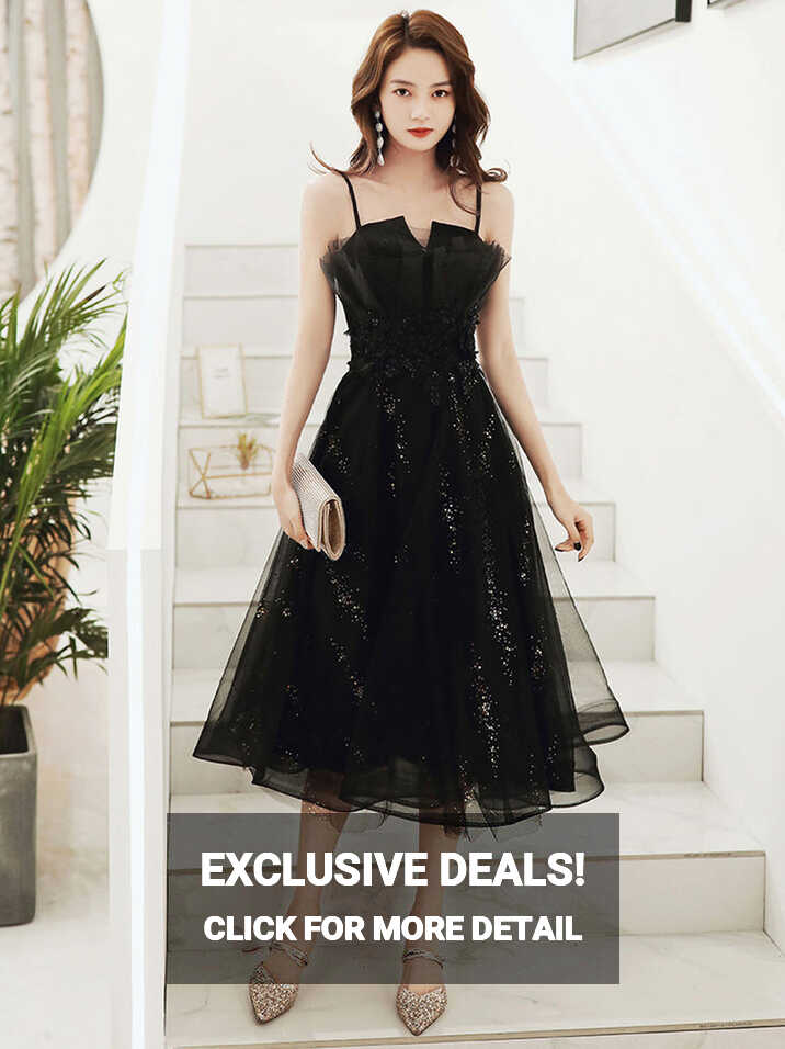 Black tulle short prom dress, black short formal puffy homecoming ...