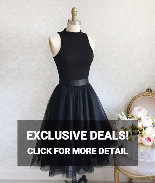 Black tulle simple short prom dress, black homecoming dress – shdress