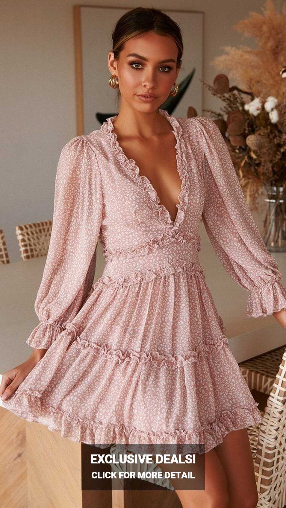 Blair Long Sleeve Summer Dress - Blush / M